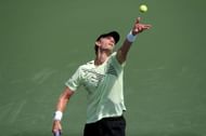 Kevin Anderson in action against Kyle Edmund